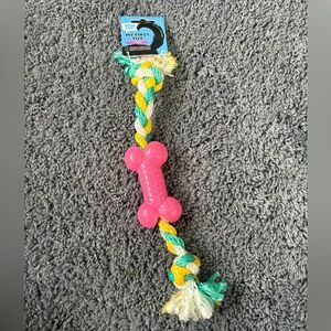 NWT Play On! My First Toy for puppies - tug-a-war ropes and a pink bone attached